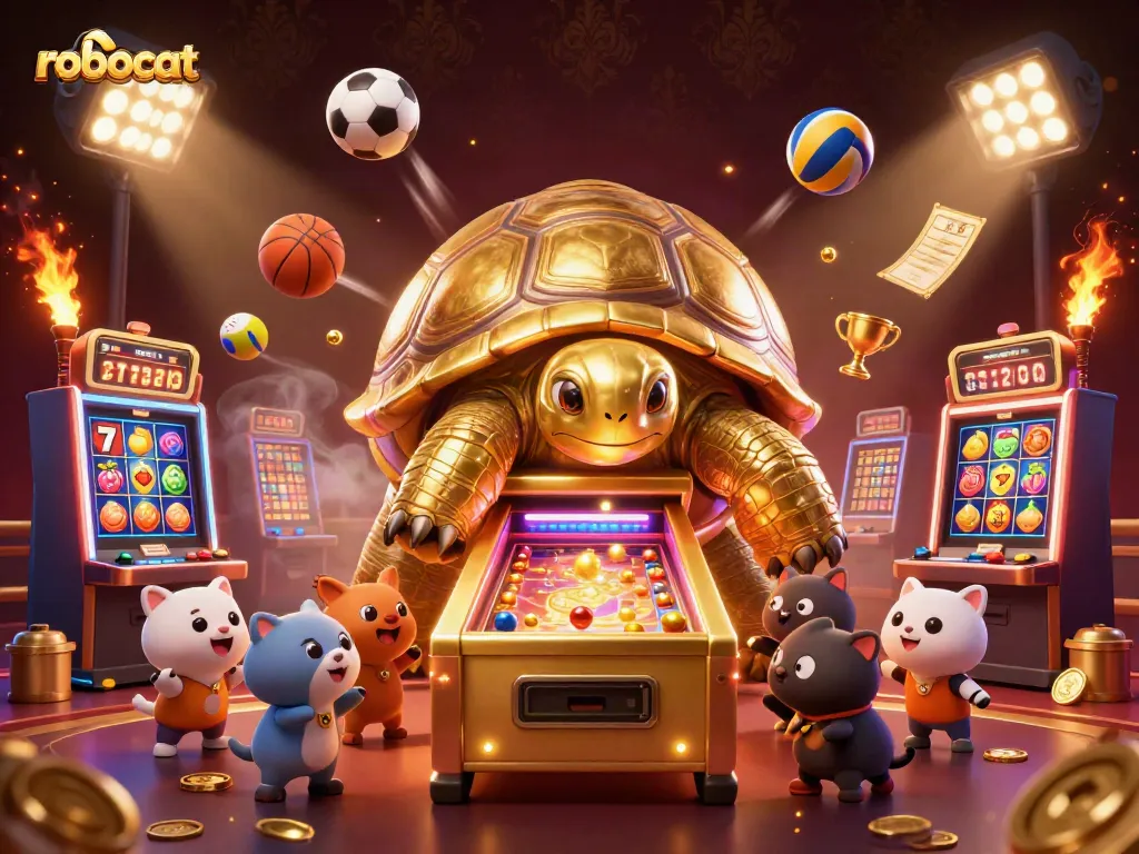 Experience thrilling slots and dynamic gaming at Robocat casino through an engaging illustration.